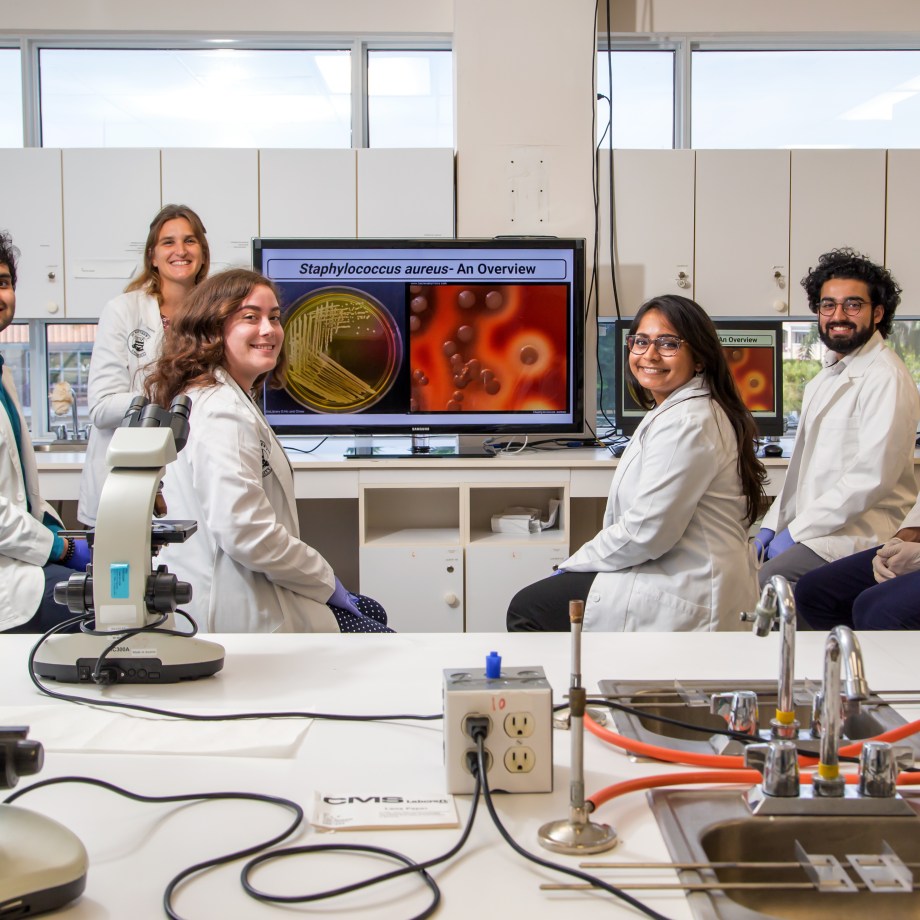 St. Matthew's University Medical students learning in biology lab