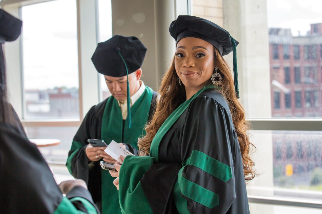 SMU Medical School graduate enjoying commencement